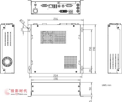 友通信息ES300嵌入式媒体播放器 尺寸图